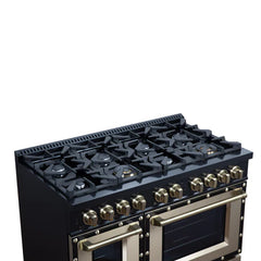 Forno Valente 48-Inch Dual Fuel Range – 8 Sealed Burners – 94,000 BTU Cooktop Output – 6.7 Cu. Ft. Double Oven – Telescopic Racks - FFSGS6199-48CP