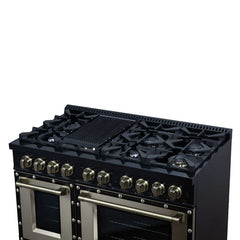 Forno Valente 48-Inch Dual Fuel Range – 8 Sealed Burners – 94,000 BTU Cooktop Output – 6.7 Cu. Ft. Double Oven – Telescopic Racks - FFSGS6199-48CP