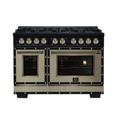 Forno Valente 48-Inch Dual Fuel Range – 8 Sealed Burners – 94,000 BTU Cooktop Output – 6.7 Cu. Ft. Double Oven – Telescopic Racks - FFSGS6199-48CP