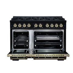 Forno Valente 48-Inch Dual Fuel Range – 8 Sealed Burners – 94,000 BTU Cooktop Output – 6.7 Cu. Ft. Double Oven – Telescopic Racks - FFSGS6199-48CP