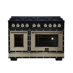Forno Valente 48-Inch Dual Fuel Range – 8 Sealed Burners – 94,000 BTU Cooktop Output – 6.7 Cu. Ft. Double Oven – Telescopic Racks - FFSGS6199-48CP