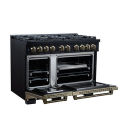 Forno Valente 48-Inch Dual Fuel Range – 8 Sealed Burners – 94,000 BTU Cooktop Output – 6.7 Cu. Ft. Double Oven – Telescopic Racks - FFSGS6199-48CP