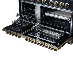 Forno Valente 48-Inch Dual Fuel Range – 8 Sealed Burners – 94,000 BTU Cooktop Output – 6.7 Cu. Ft. Double Oven – Telescopic Racks - FFSGS6199-48CP