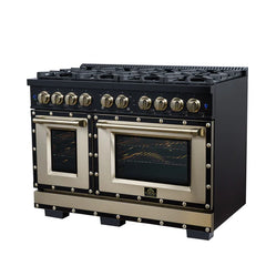 Forno Valente 48-Inch Dual Fuel Range – 8 Sealed Burners – 94,000 BTU Cooktop Output – 6.7 Cu. Ft. Double Oven – Telescopic Racks - FFSGS6199-48CP