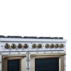 Forno Valente 48-Inch Dual Fuel Range – 8 Sealed Burners – 94,000 BTU Cooktop Output – 6.7 Cu. Ft. Double Oven – Telescopic Racks - FFSGS6199-48CP
