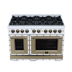 Forno Valente 48-Inch Dual Fuel Range – 8 Sealed Burners – 94,000 BTU Cooktop Output – 6.7 Cu. Ft. Double Oven – Telescopic Racks - FFSGS6199-48CP