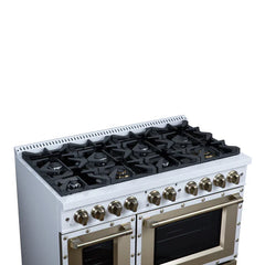 Forno Valente 48-Inch Dual Fuel Range – 8 Sealed Burners – 94,000 BTU Cooktop Output – 6.7 Cu. Ft. Double Oven – Telescopic Racks - FFSGS6199-48CP