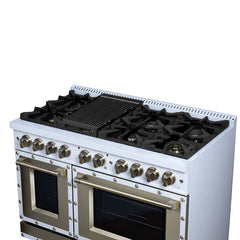 Forno Valente 48-Inch Dual Fuel Range – 8 Sealed Burners – 94,000 BTU Cooktop Output – 6.7 Cu. Ft. Double Oven – Telescopic Racks - FFSGS6199-48CP