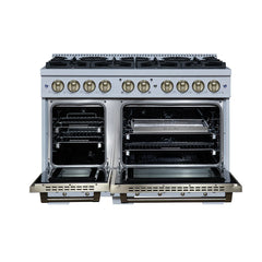 Forno Valente 48-Inch Dual Fuel Range – 8 Sealed Burners – 94,000 BTU Cooktop Output – 6.7 Cu. Ft. Double Oven – Telescopic Racks - FFSGS6199-48CP