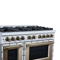 Forno Valente 48-Inch Dual Fuel Range – 8 Sealed Burners – 94,000 BTU Cooktop Output – 6.7 Cu. Ft. Double Oven – Telescopic Racks - FFSGS6199-48CP