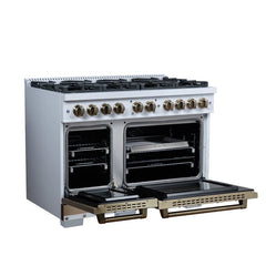 Forno Valente 48-Inch Dual Fuel Range – 8 Sealed Burners – 94,000 BTU Cooktop Output – 6.7 Cu. Ft. Double Oven – Telescopic Racks - FFSGS6199-48CP