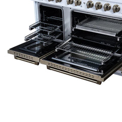 Forno Valente 48-Inch Dual Fuel Range – 8 Sealed Burners – 94,000 BTU Cooktop Output – 6.7 Cu. Ft. Double Oven – Telescopic Racks - FFSGS6199-48CP