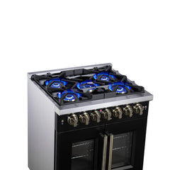 Forno Valente 48-Inch Gas Range – 8 Sealed Burners – 94,000 BTU Cooktop Output – 6.7 Cu. Ft. Double Oven – Telescopic Racks - FFSGS6387-30
