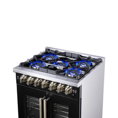 Forno Valente 48-Inch Gas Range – 8 Sealed Burners – 94,000 BTU Cooktop Output – 6.7 Cu. Ft. Double Oven – Telescopic Racks - FFSGS6387-30