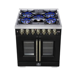Forno Valente 48-Inch Gas Range – 8 Sealed Burners – 94,000 BTU Cooktop Output – 6.7 Cu. Ft. Double Oven – Telescopic Racks - FFSGS6387-30