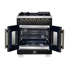 Forno Valente 48-Inch Gas Range – 8 Sealed Burners – 94,000 BTU Cooktop Output – 6.7 Cu. Ft. Double Oven – Telescopic Racks - FFSGS6387-30