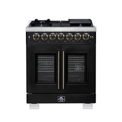 Forno Valente 48-Inch Gas Range – 8 Sealed Burners – 94,000 BTU Cooktop Output – 6.7 Cu. Ft. Double Oven – Telescopic Racks - FFSGS6387-30