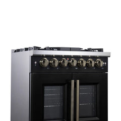 Forno Valente 48-Inch Gas Range – 8 Sealed Burners – 94,000 BTU Cooktop Output – 6.7 Cu. Ft. Double Oven – Telescopic Racks - FFSGS6387-30