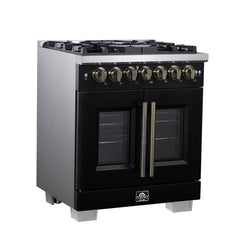 Forno Valente 48-Inch Gas Range – 8 Sealed Burners – 94,000 BTU Cooktop Output – 6.7 Cu. Ft. Double Oven – Telescopic Racks - FFSGS6387-30