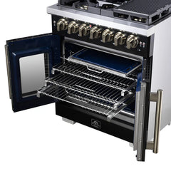Forno Valente 48-Inch Gas Range – 8 Sealed Burners – 94,000 BTU Cooktop Output – 6.7 Cu. Ft. Double Oven – Telescopic Racks - FFSGS6387-30