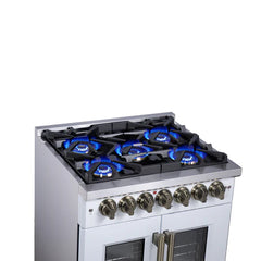Forno Valente 48-Inch Gas Range – 8 Sealed Burners – 94,000 BTU Cooktop Output – 6.7 Cu. Ft. Double Oven – Telescopic Racks - FFSGS6387-30