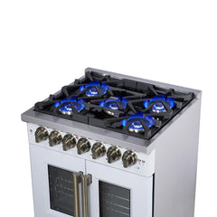 Forno Valente 48-Inch Gas Range – 8 Sealed Burners – 94,000 BTU Cooktop Output – 6.7 Cu. Ft. Double Oven – Telescopic Racks - FFSGS6387-30