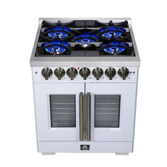 Forno Valente 48-Inch Gas Range – 8 Sealed Burners – 94,000 BTU Cooktop Output – 6.7 Cu. Ft. Double Oven – Telescopic Racks - FFSGS6387-30