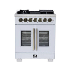 Forno Valente 48-Inch Gas Range – 8 Sealed Burners – 94,000 BTU Cooktop Output – 6.7 Cu. Ft. Double Oven – Telescopic Racks - FFSGS6387-30