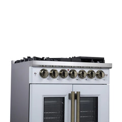 Forno Valente 48-Inch Gas Range – 8 Sealed Burners – 94,000 BTU Cooktop Output – 6.7 Cu. Ft. Double Oven – Telescopic Racks - FFSGS6387-30