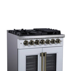 Forno Valente 48-Inch Gas Range – 8 Sealed Burners – 94,000 BTU Cooktop Output – 6.7 Cu. Ft. Double Oven – Telescopic Racks - FFSGS6387-30