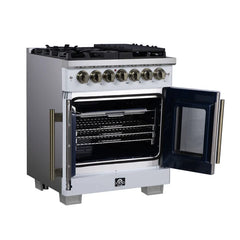 Forno Valente 48-Inch Gas Range – 8 Sealed Burners – 94,000 BTU Cooktop Output – 6.7 Cu. Ft. Double Oven – Telescopic Racks - FFSGS6387-30