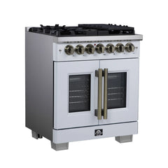 Forno Valente 48-Inch Gas Range – 8 Sealed Burners – 94,000 BTU Cooktop Output – 6.7 Cu. Ft. Double Oven – Telescopic Racks - FFSGS6387-30