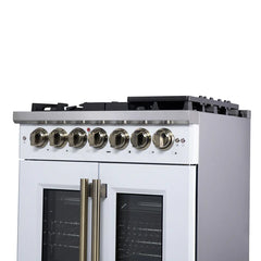 Forno Valente 48-Inch Gas Range – 8 Sealed Burners – 94,000 BTU Cooktop Output – 6.7 Cu. Ft. Double Oven – Telescopic Racks - FFSGS6387-30