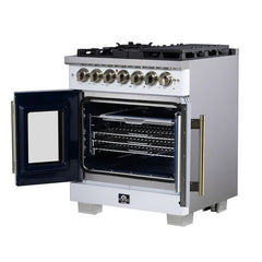 Forno Valente 48-Inch Gas Range – 8 Sealed Burners – 94,000 BTU Cooktop Output – 6.7 Cu. Ft. Double Oven – Telescopic Racks - FFSGS6387-30