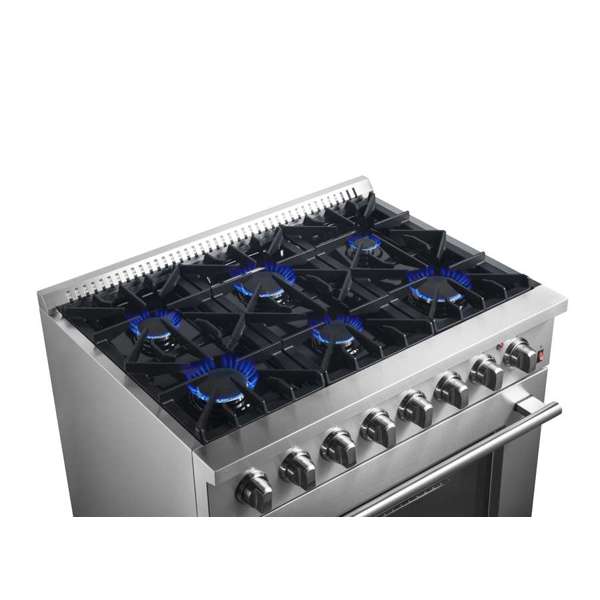 Forno Marco 36-Inch Dual Fuel Range Stainless Steel, 6 Sealed Burners - 67,000 BTU, 5.36 cu.ft. True Convection Oven - FFSGS6197-36