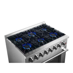 Forno Marco 36-Inch Dual Fuel Range Stainless Steel, 6 Sealed Burners - 67,000 BTU, 5.36 cu.ft. True Convection Oven - FFSGS6197-36