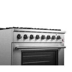 Forno Marco 36-Inch Dual Fuel Range Stainless Steel, 6 Sealed Burners - 67,000 BTU, 5.36 cu.ft. True Convection Oven - FFSGS6197-36