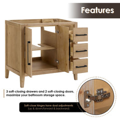 Altair Laurel Bathroom Cabinet Vanity Base in Weathered Fir without Top and Sink, No Mirror