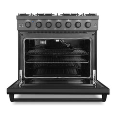 Cosmo Cosmo 36 in. Haven Collection 6.0 cu. ft. Gas Range, 6 Burners, Convection Oven, Knob LEDs, Storage Drawer, Matte Black - COS-EPGR366-BK