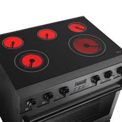 Cosmo 36 in. Haven Collection 6.1 cu. ft. Electric Ceramic Glass Range, 5 Burner Elements, Convection Oven, Matte Black - COS-ERC365KBD-BK
