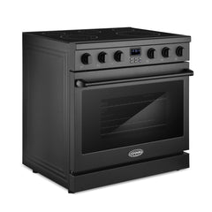 Cosmo 36 in. Haven Collection 6.1 cu. ft. Electric Ceramic Glass Range, 5 Burner Elements, Convection Oven, Matte Black - COS-ERC365KBD-BK