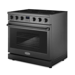Cosmo 36 in. Haven Collection 6.1 cu. ft. Electric Ceramic Glass Range, 5 Burner Elements, Convection Oven, Matte Black - COS-ERC365KBD-BK