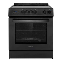 Cosmo Cosmo 30 in. Stellar Collection 5.0 cu. ft. Electric Range with 4 Burner Glass Cooktop and Convection Oven in Matte Black - COS-ERD304K-BK