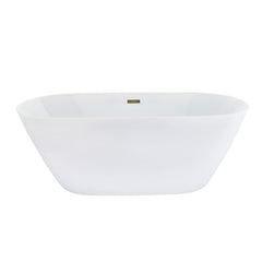 Altair Tazlar 63" x 28" Flatbottom Freestanding Acrylic Soaking Bathtub in Glossy White with Drain and Overflow - 52563-BAT-WH