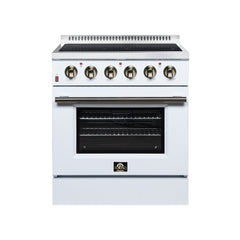 Forno Galiano 30" Freestanding Electric range, 4 Radiant Burners, 4.32 cf. True Convection oven, Air fryer kit - White - Front - The Home Selection
