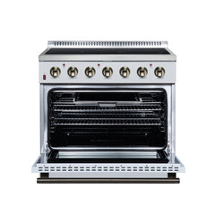 Forno Galiano 36" Freestanding Electric range, 5 Radiant Burners, 5.36 cf. True Convection oven, Air fryer kit - White - Front Open - The Home Selection
