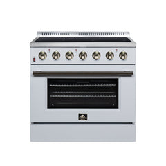 Forno Galiano 36" Freestanding Electric range, 5 Radiant Burners, 5.36 cf. True Convection oven, Air fryer kit - White - Front - The Home Selection