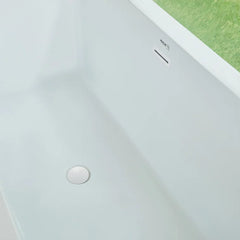 Vanity Art 59" White Acrylic Freestanding Bathtub | Contemporary Soaking Tub with Pop-up Drain and Slotted Overflow, UPC Certified - B813B1