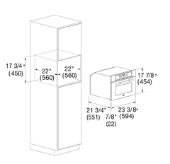 Fulgor Milano 24" Combi Convection Speed Oven in Stainless Steel - dimension and cutout drawing