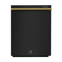 FORNO Premium 4-Piece Kitchen Bundle - Leonardo Espresso 30" Black Range, 30" Black Range Hood, 31" Black Bottom Freezer Refrigerator, 24" Black Built-In Dishwasher - 686136998703
